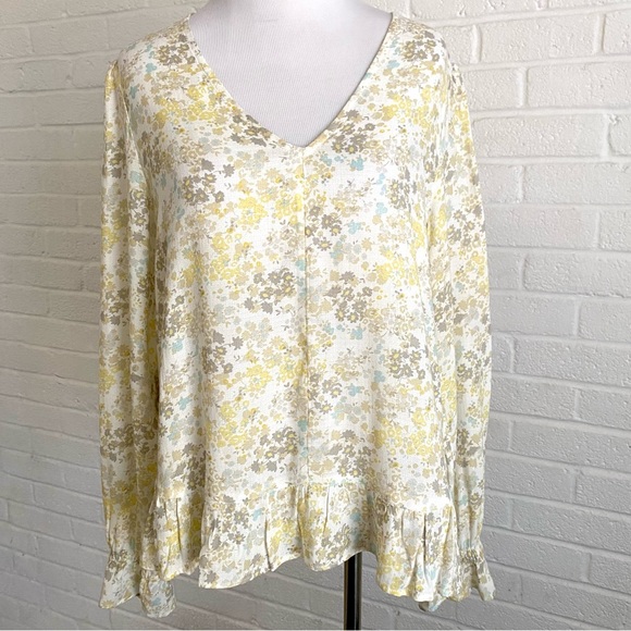 Lucky Brand Tops - LUCKY BRAND BLOUSE YELLOW GRAY LONG SLEEVE TOP BOHO CHIC SMALL NWT